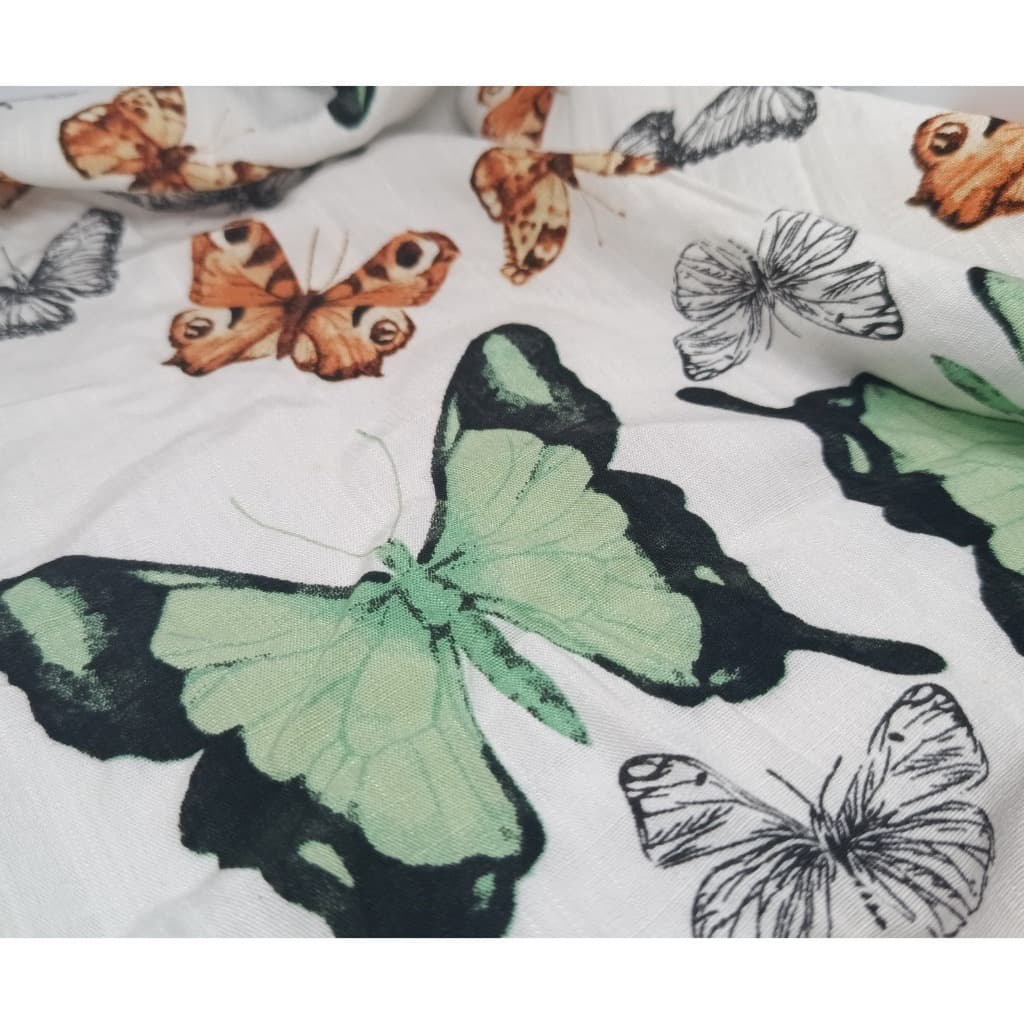 Viscolinho Butterfly Estampado - 100% Viscose - Para Vestidos de Verão, Macacões, Saias, Alfaiataria Leve