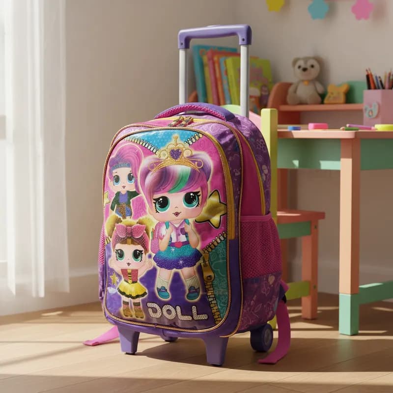 Mochila Escolar De Rodinha Desenho Dolls