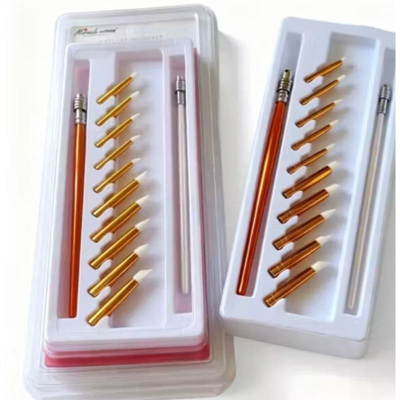 Kit com Pincel troca Ponta 10 Ponteiras de Silicone para Nail Designer