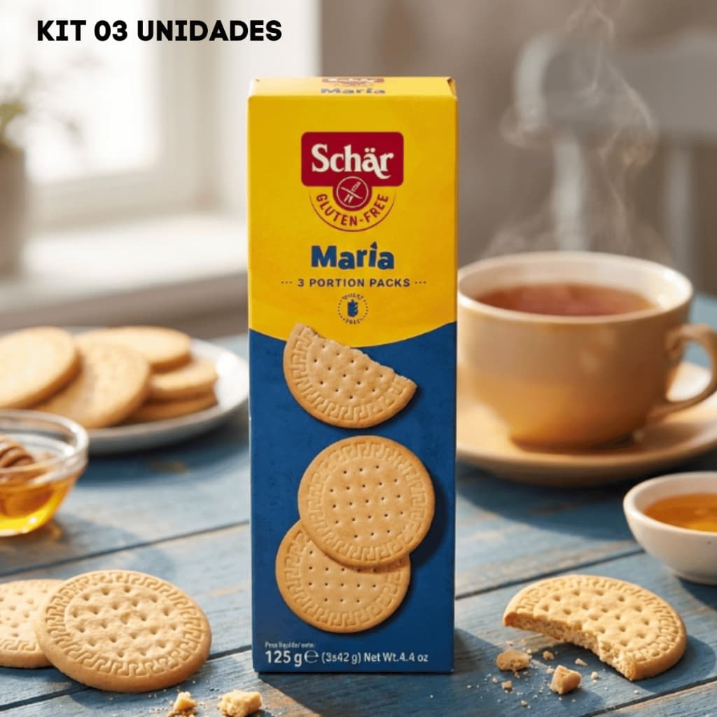 Kit com 3 Biscoitos Maria Sem Glúten Schar 125g