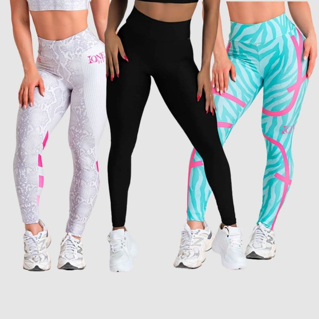 Kit 3 Calças Legging Feminina Academia Fitness Blackout  Cintura Alta Zero Transparência SORTIDOS