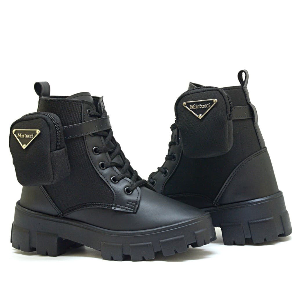 Bota Feminina Coturno com Bolsinha Removivel Blogueira Top