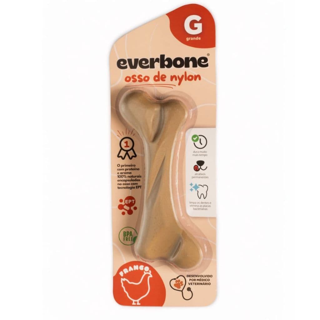 OSSO MORDEDOR CACHORRO NYLON RESISTENTE SABOR FRANGO EVERBONE