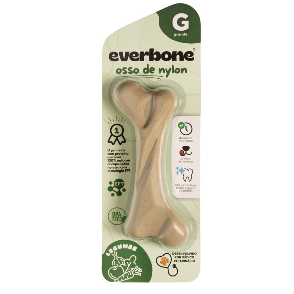 OSSO MORDEDOR CACHORRO NYLON RESISTENTE SABOR LEGUMES EVERBONE