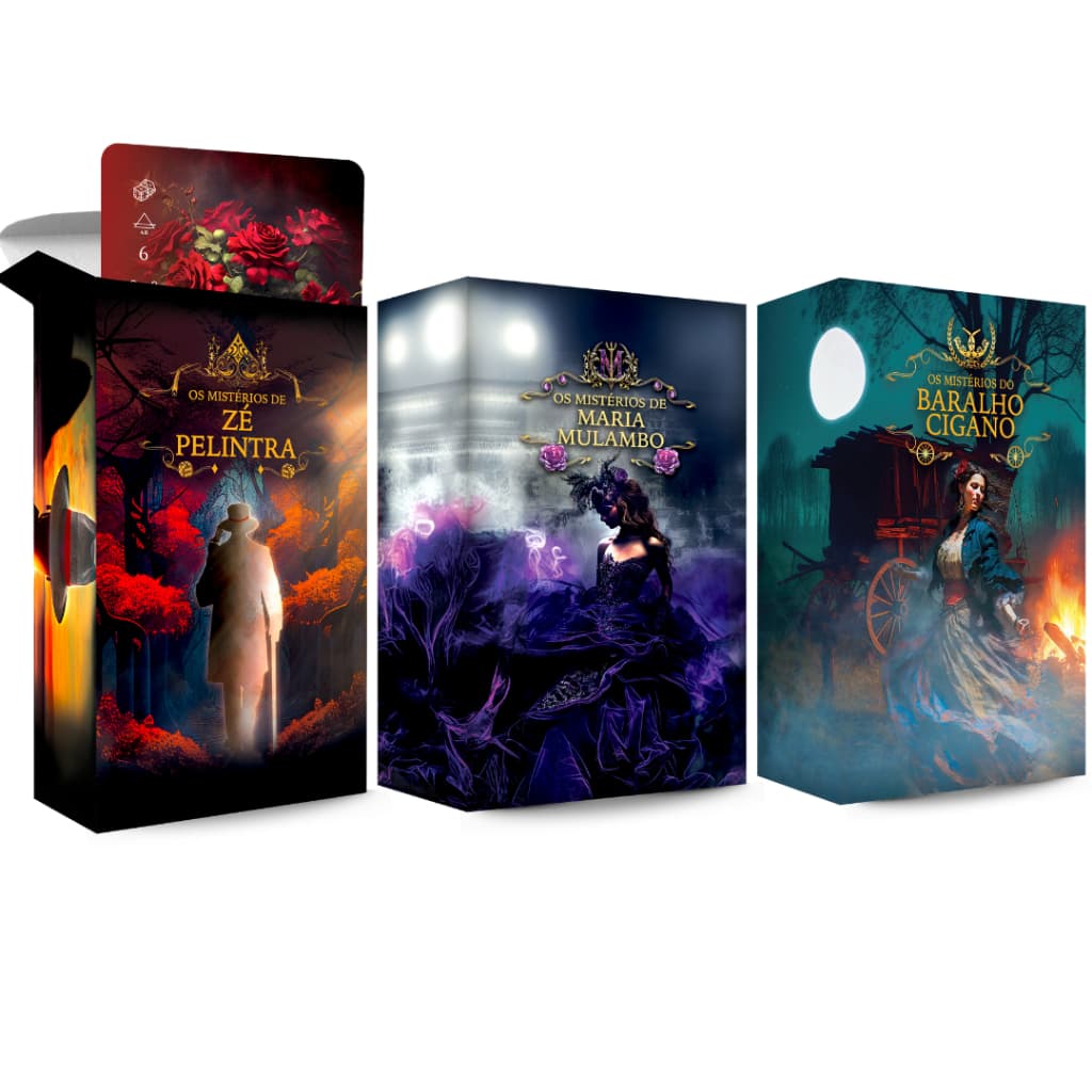 Kit 3 Tarot os Mistérios de Maria Mulambo Tarô Zé Pelintra e Baralho Cigano 36 Cartas Plastificadas