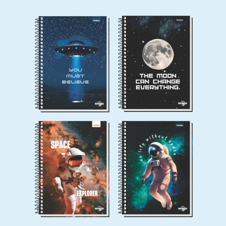 CADERNO UNIVERSITARIO, CAPA DURA, 160 FOLHAS, SPACE. (TAMOIO)