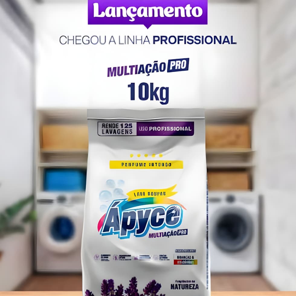 10kg Sabão em Pó Profissinal Lavanderia Lava Roupas Apyce Roupas Brancas e Coloridas