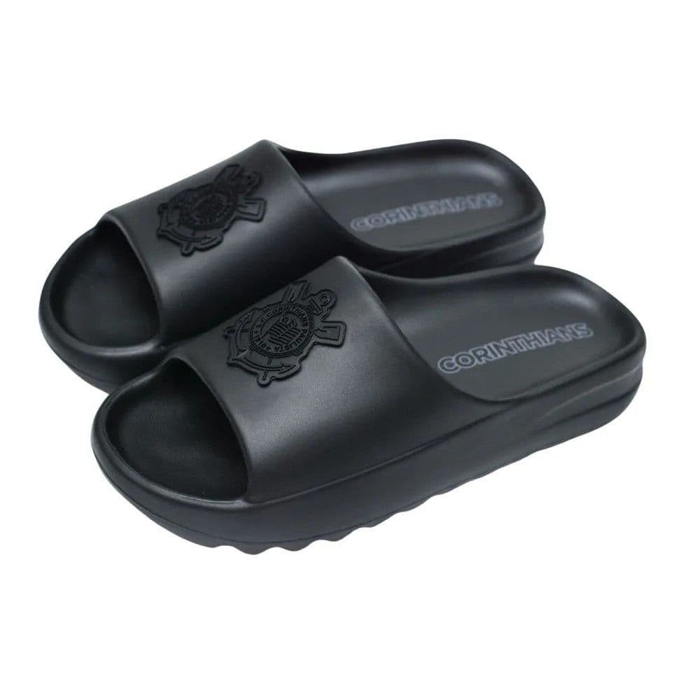 Chinelo Nuvem Corinthians Slide Oficial Licenciado All Black