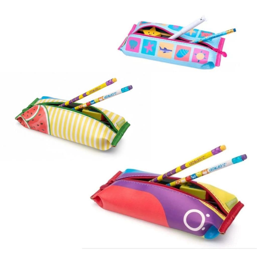 Estojo Escolar Infantil retangular com zíper e melancia fundo do mar joy material volta as aulas