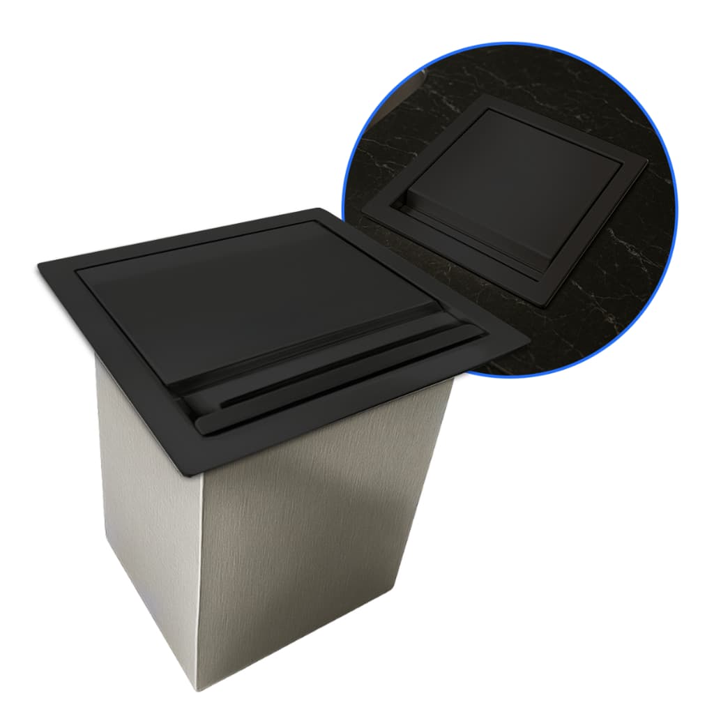 Lixeira de Embutir Aço Inox Preto Cozinha Pia P,M,G