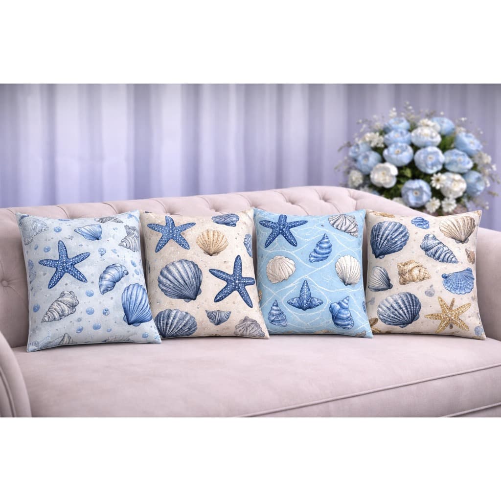 KIT 4 Capas Para Almofadas Decorativas de Luxo, Estilo Moderno Mar Sublimadas 45x45