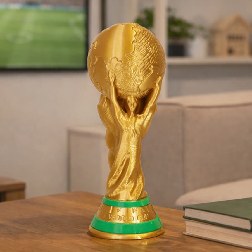 Taça Copa do Mundo 2026 20cm Presente Perfeito para Torcedores Decorativa Premium Brasil + Brinde