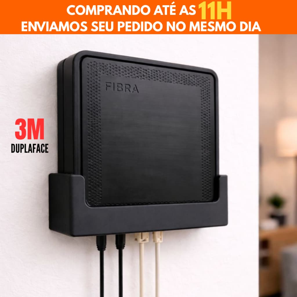 Suporte de Parede Adesivado 3M Parafuso para Roteador Modem Vivo Fibra (Askey)