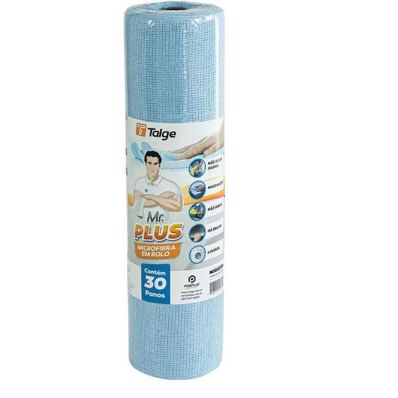 Pano multiuso de microfibra em rolo Perflex , Mr. Plus, 30 cm x 25 cm, Talge - Rolo  C/ 50 PANOS