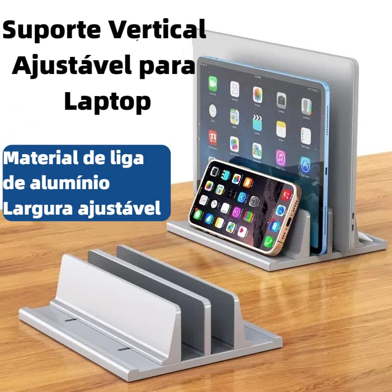 Suporte Vertical Ajustável para Laptop/Tablet/Notebook com Duplas Ranhuras liga de alumínio SU-272