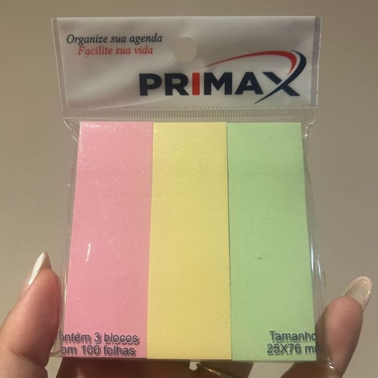 Trio Post Its Verde/Amarelo/Rosa