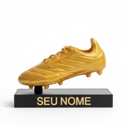 Troféu Chuteira de Ouro Personalizado com Nome | Decoração Futebol Premium | Presente Criativo Volta às Aulas