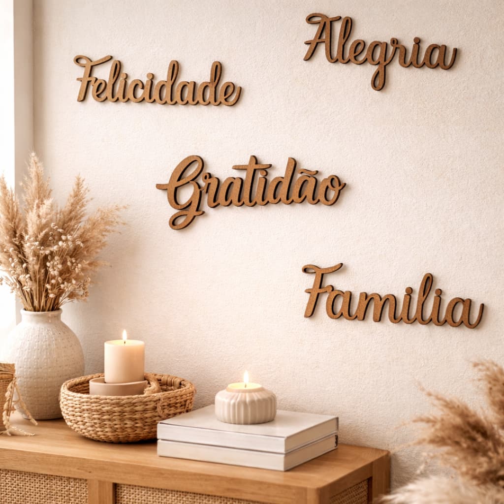 Palavras Frases Nome Decorativas MDF Para Parede Personalizadas Com Dupla Face