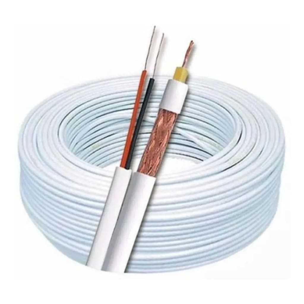 Cabo coaxial bipolar 4mm 80% de malha para câmera de segurança - Rolo 50 metros