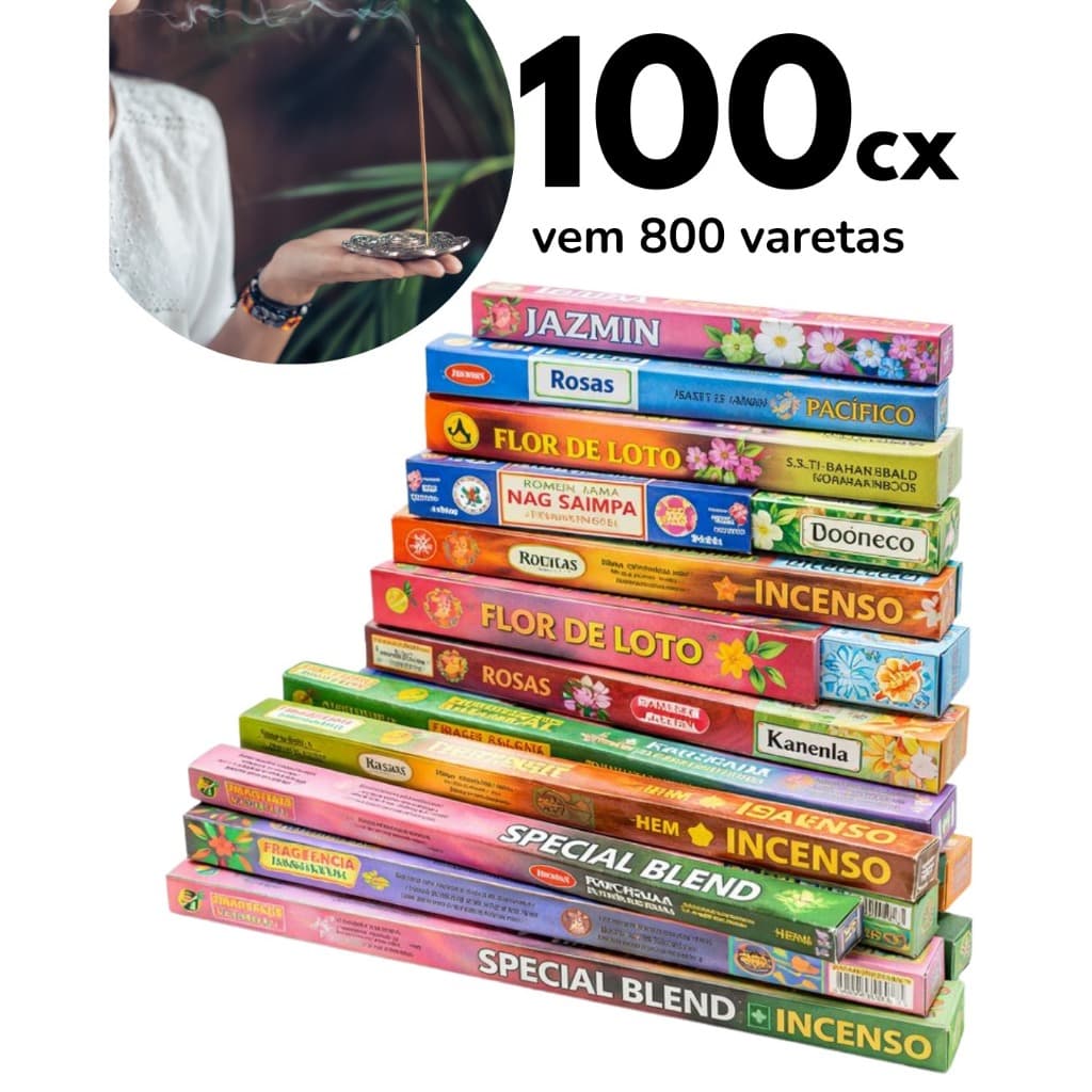 Incenso Natural Aromas Sortidos Special Blend 100 Caixas 800 Varetas Relaxamento