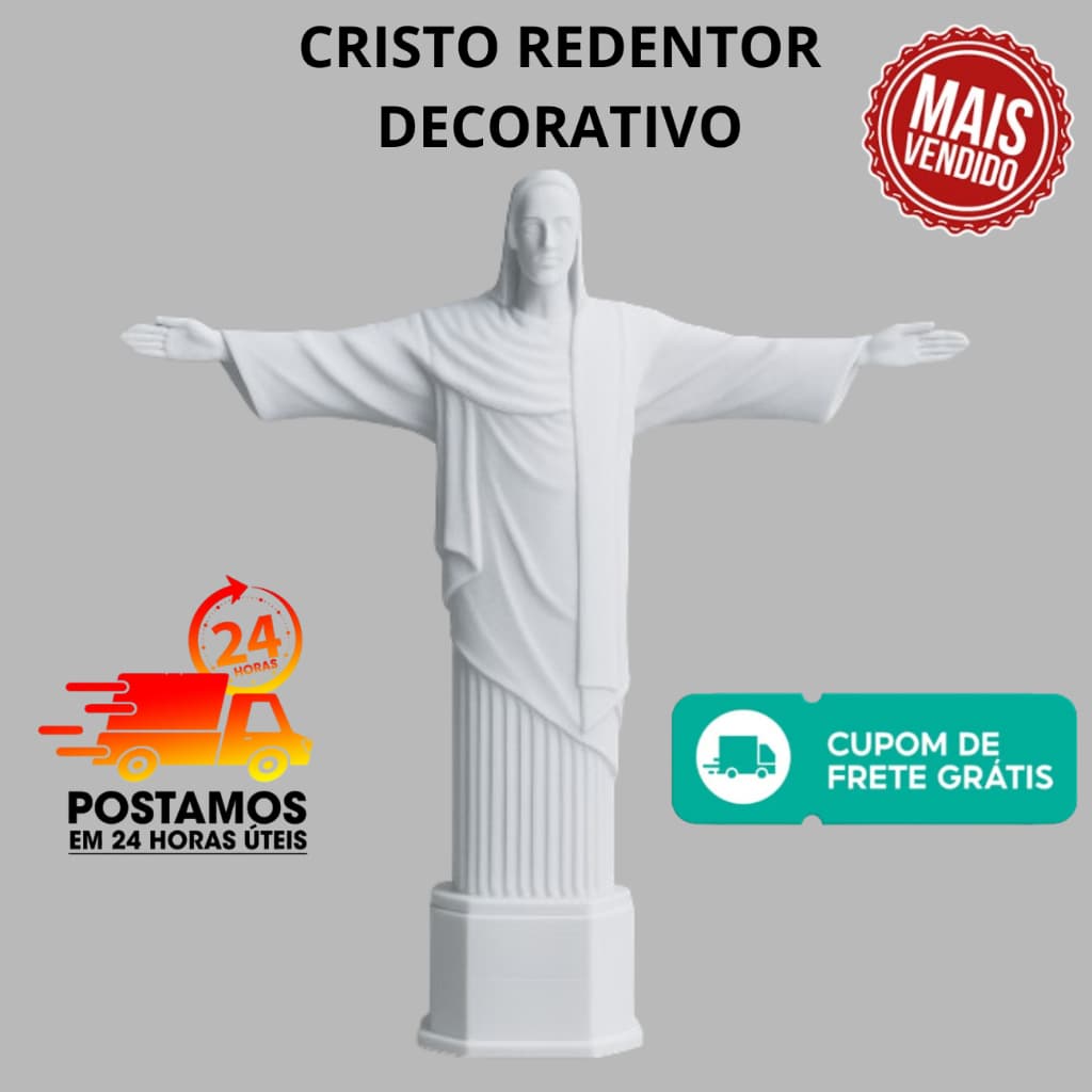 Cristo Redentor Decorativo 14cm | Miniatura Religiosa | Lembrancinha de Fé para Presente