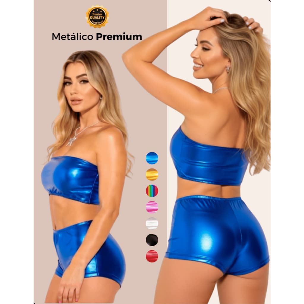 Conjunto Feminino Hot Pants Top Tomara Que Caia Com Bojo Canvaval Verão 2026