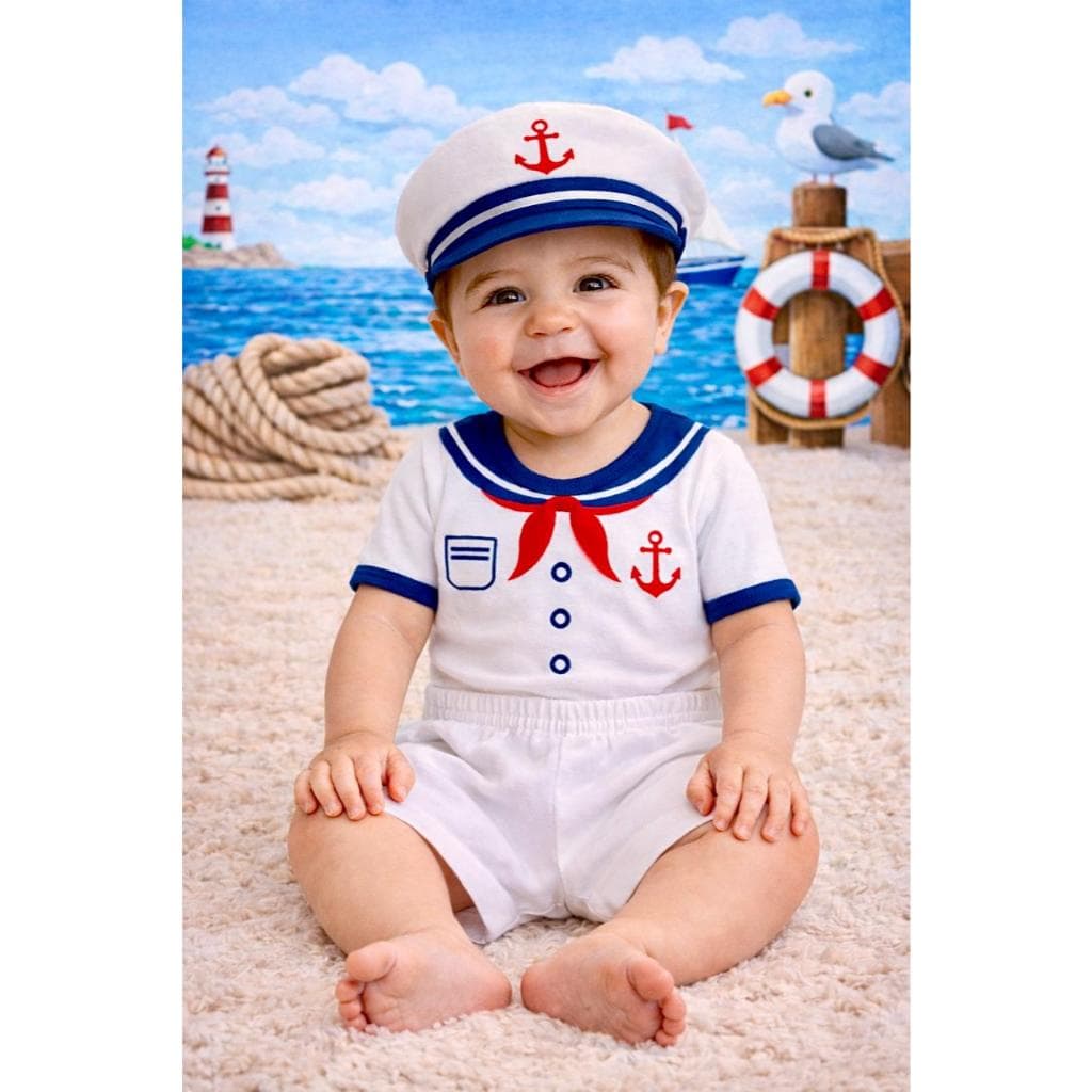 Body Marinheiro Bebê Body Temático Mesversario Marinheiro Fantasia Marinheiro Menino Bebe Body Profissão Menino