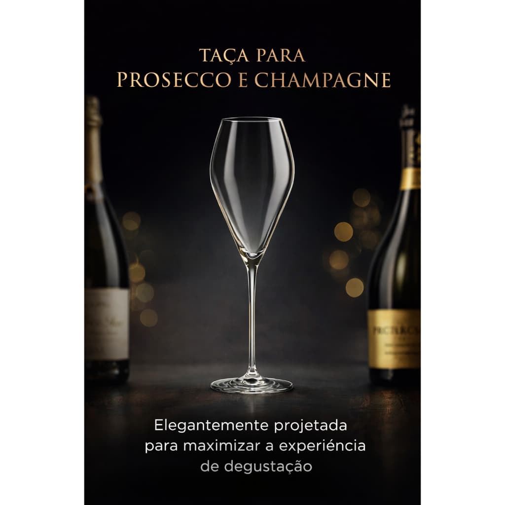 Taça de Cristal Prosecco 230ml Oxford Alumina Crystal Classic Transparente Champagne Espumante