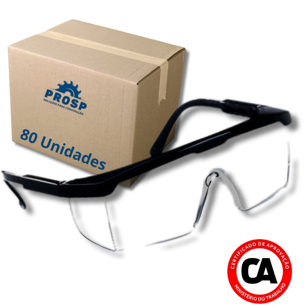 Kit 80 Óculos de Proteção Segurança Epi com CA Obras