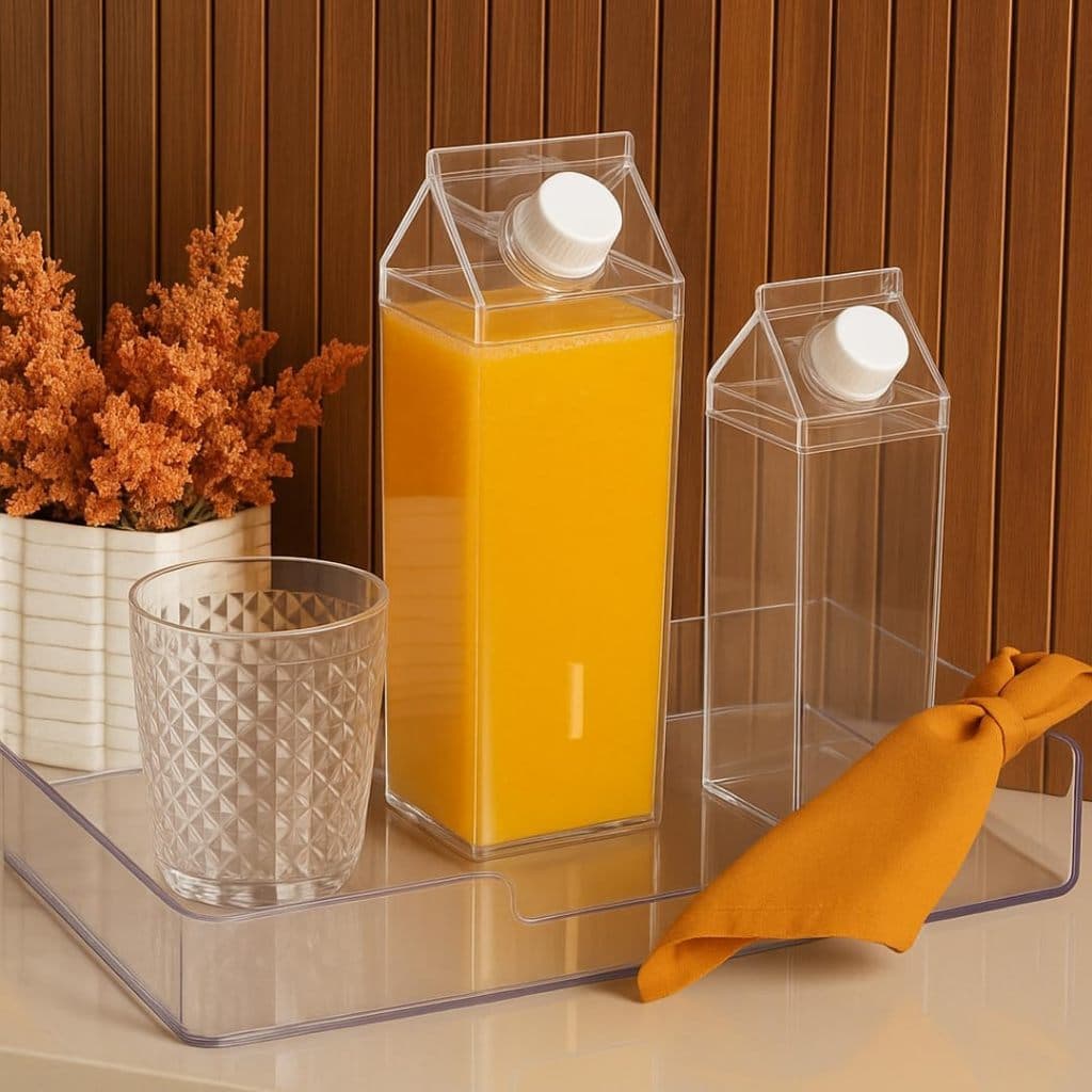 Garrafa Leite Acrílico Transparente Armazenar Bebidas 500ML Cozinha Porta Suco Líquidos Água