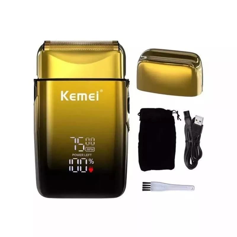 Barbeador Eletrico Kemei Maquina Shaver Profissional Camuflado/ Dourada 127/220v