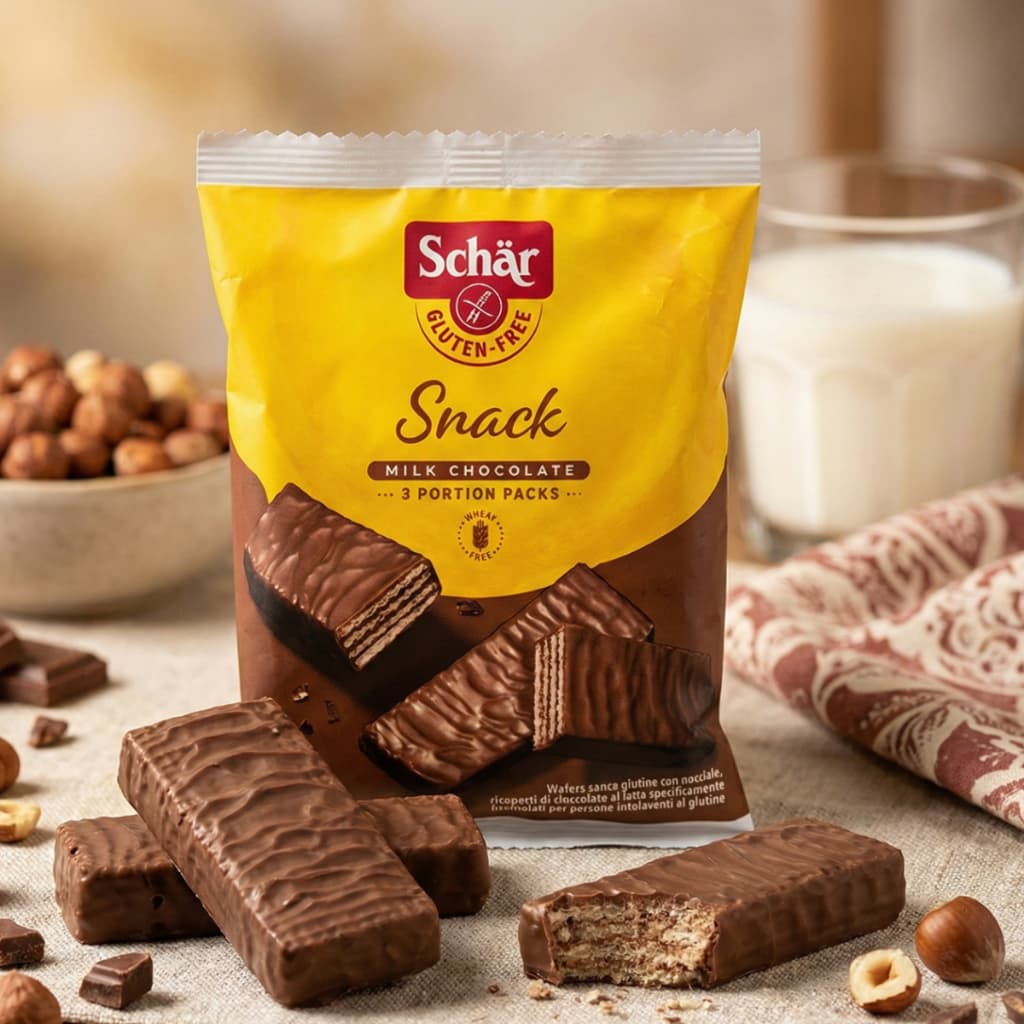 Biscoito Wafer Snack Avelã Cobertura Chocolate Sem Glúten 105g Schar