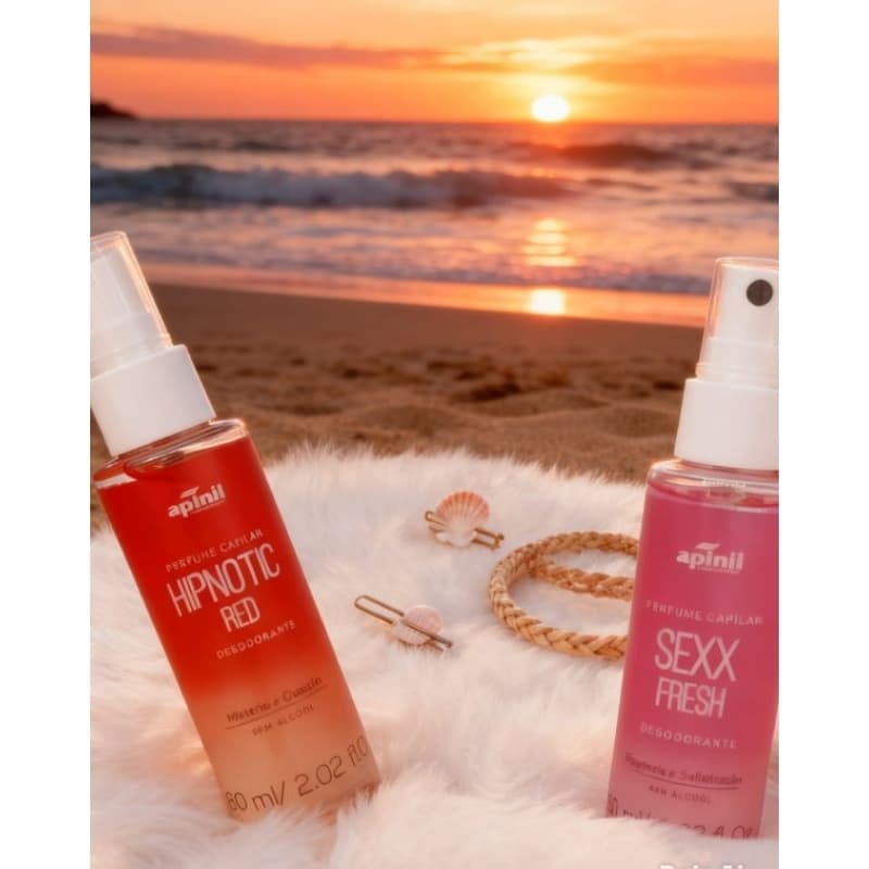 Perfume capilar Apinil sem alcool 60ml fragrancias hipnotic red e sexx fresh