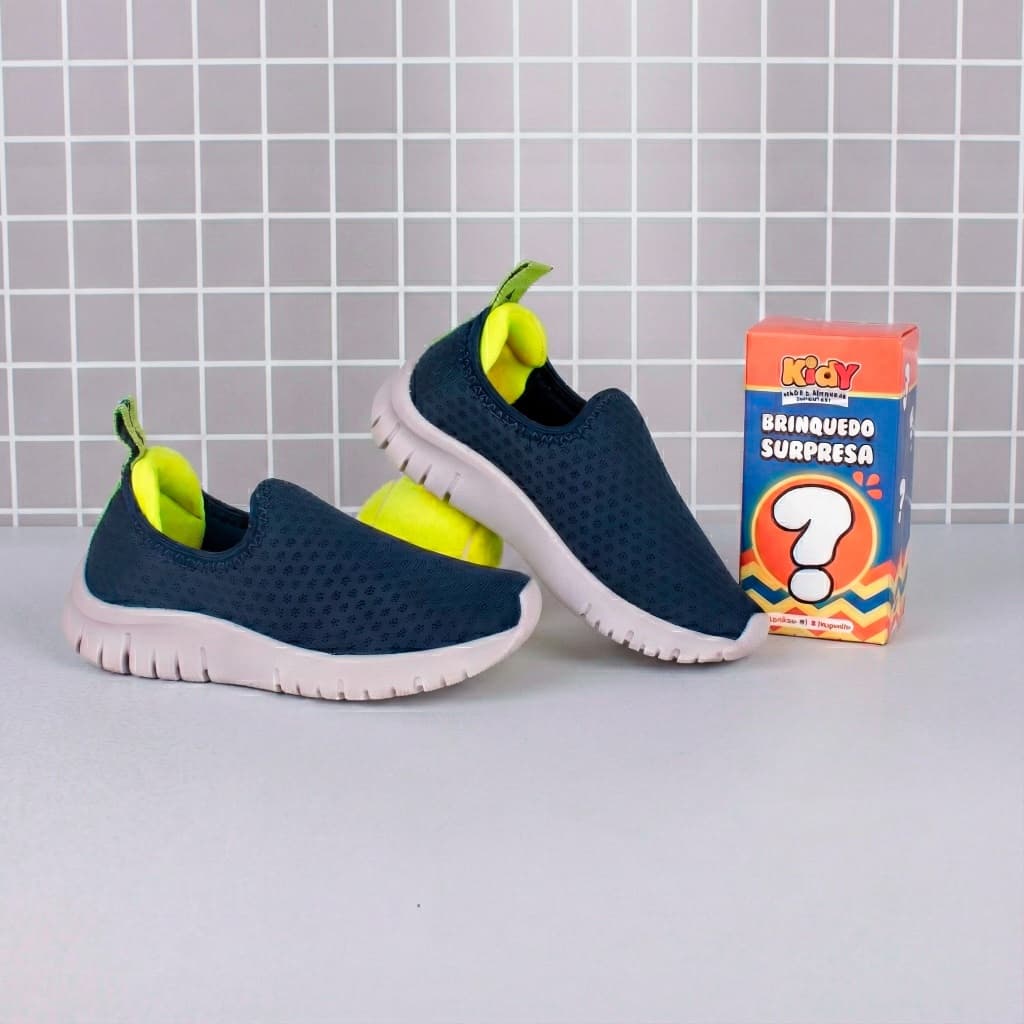 Tênis Infantil Menino Kidy Ultra Flex Marinho Flexível Calce Fácil Anatômico Confortável Casual