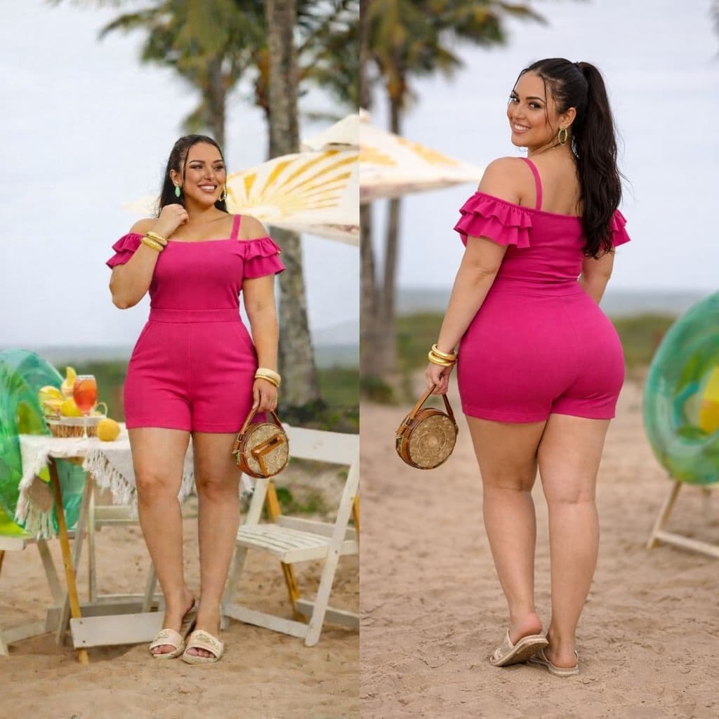 Conjunto Plus Size Moda Feminina Blusa e Short, Confortavel Dia a Dia Veste Bem e Estica (G GG G1 e G2)