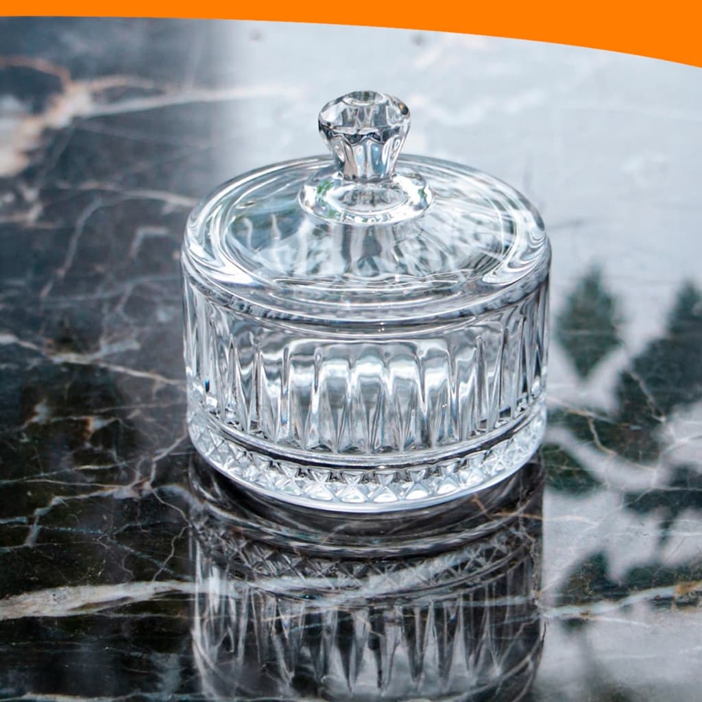 Bomboniere de Vidro Pequena Pote Potiche 7cm Com Tampa Elegante Doces Balas Baleiro Decoração Luxo