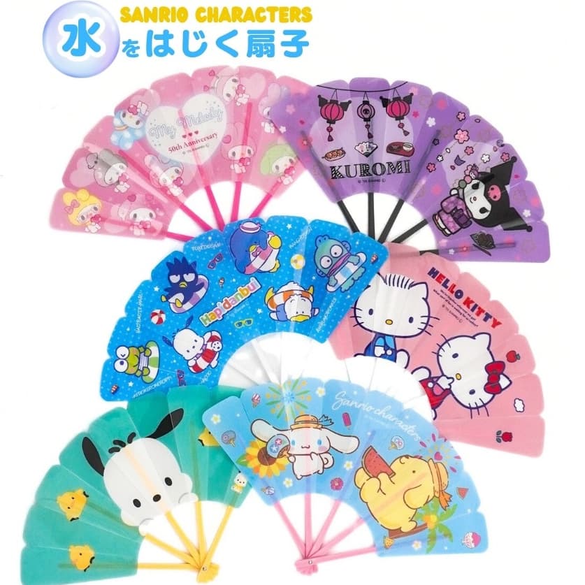 Leque dobrável Hello Kitty My Melody Cinnamoroll Kuromi Pochacco