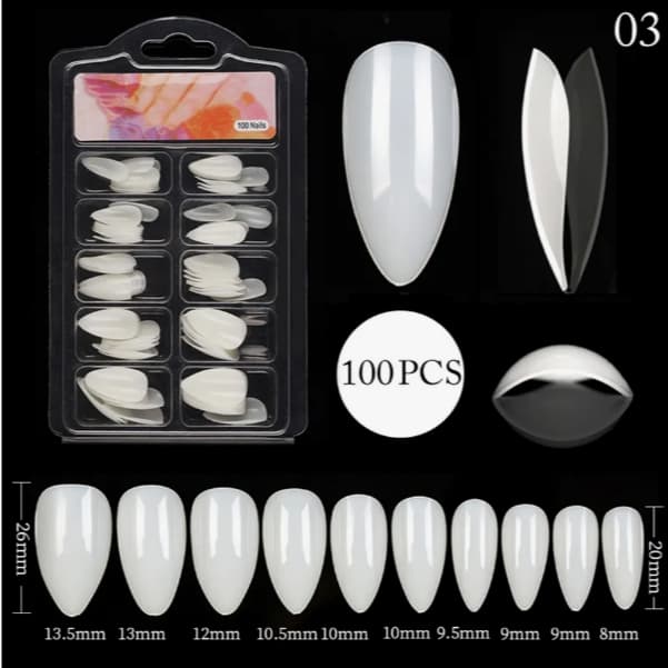 120 Unhas Postiças Realistas Almond Leitosa | Soft Gel | Nail Design