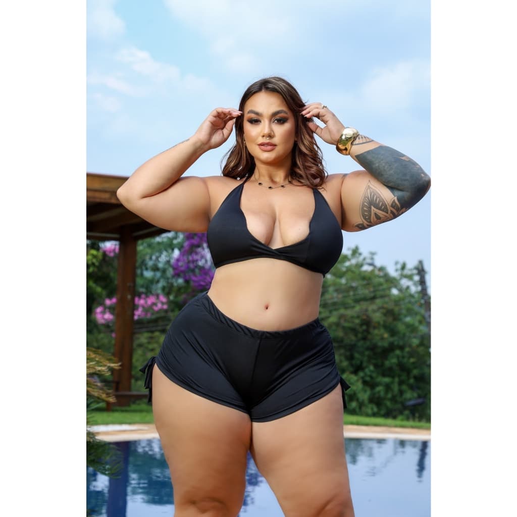 Conjunto de Biquíni Triângulo Plus Size com Sunquíni Cintura Alta