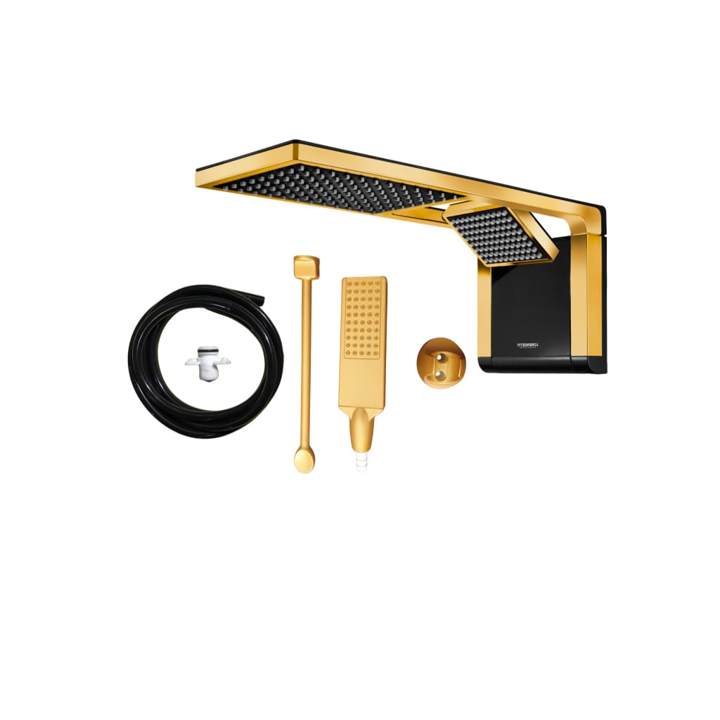 Chuveiro Acqua Duo Preto 220v | Dourado Matte + brinde