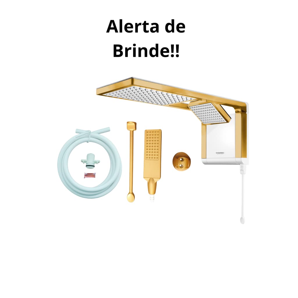 Chuveiro Acqua Duo Branco | Dourado Matte + brinde 127v