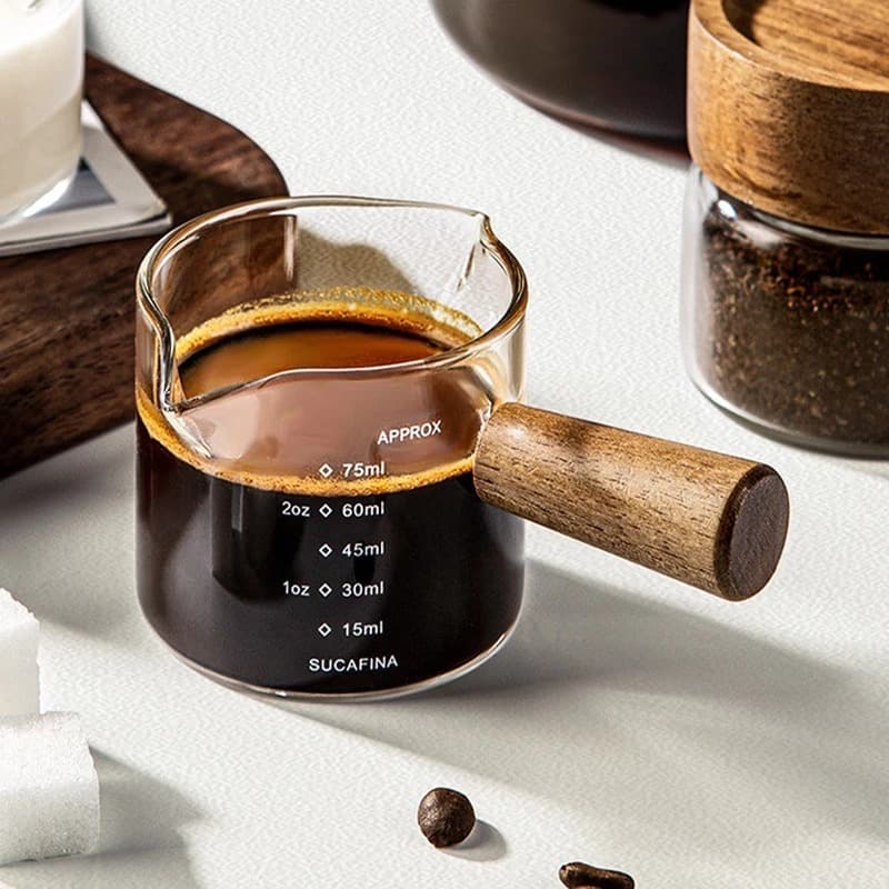 MINI Copo Medidor de Vidro borosilicato Para Café Expresso Leite Chá Cafeteria Barista
