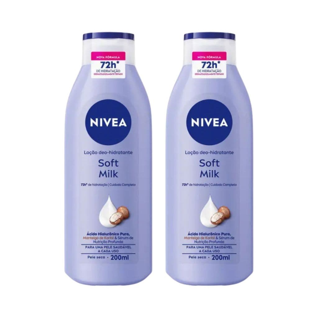 Kit C2 Loção Corporal Soft Milk Pele Seca 200ml cada - Nivea