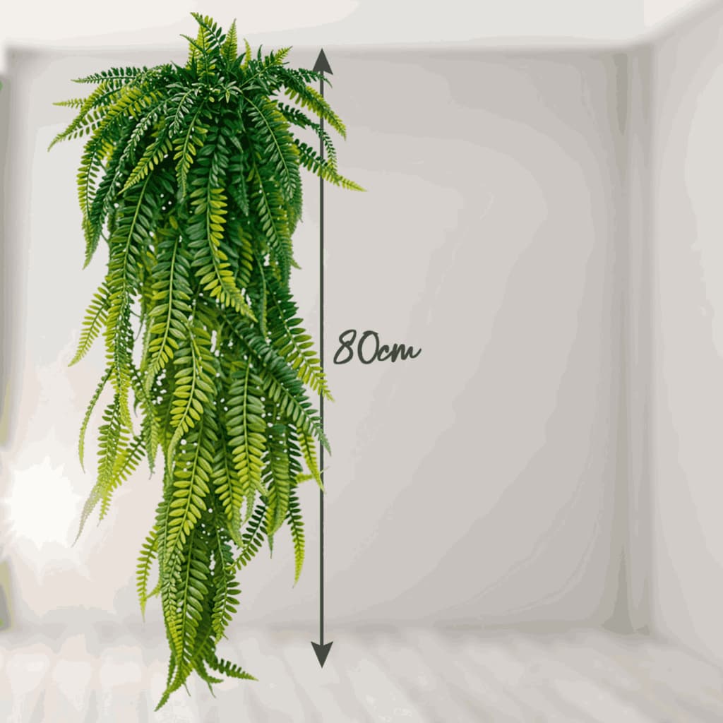 Kit 3 Samambaia Artificial Pendente 80cm – Folhagem Realista p/ Decoração