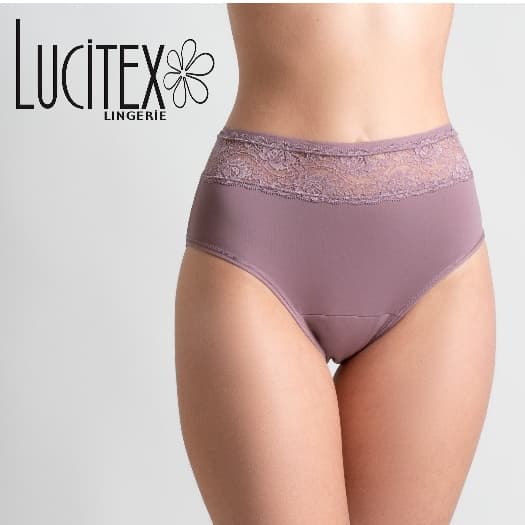 Calcinha Absorvente  Menstrual Reutilizável Lavável Cintura Alta Renda Lucitex
