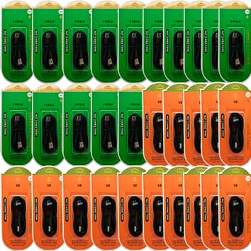 KIT COM 30 CABOS TURBO 15 CABOS TIPO C 15 CABOS PARA SMARTPHONE V8 NO ATACADO PARA REVENDA