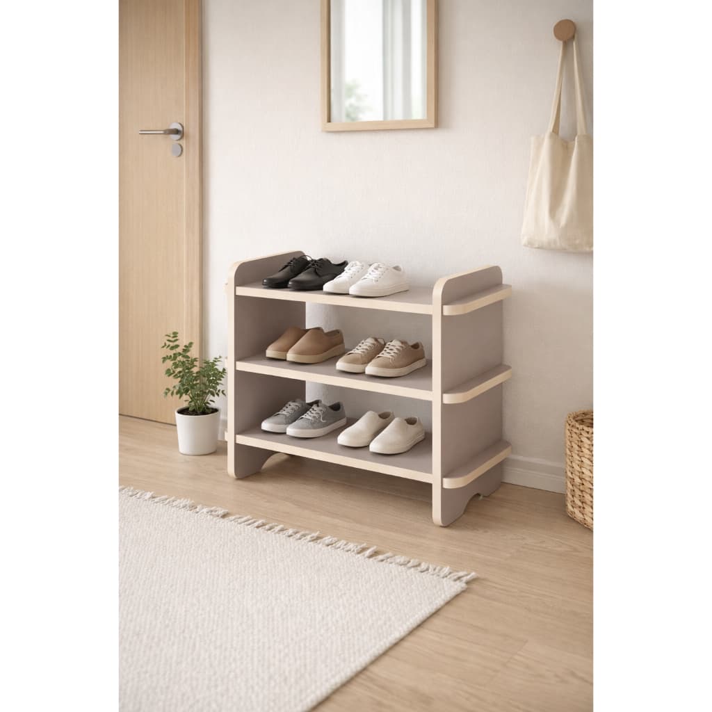 Sapateira com Assento para Hall de Entrada MDF 3 Prateleiras Compacta 52cm