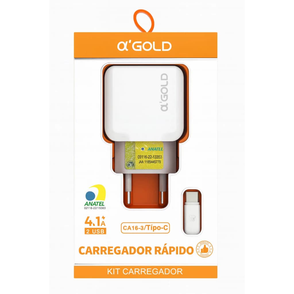 🔌 Carregador A.Gold USB-C 4.1A | Carregamento Rápido e Seguro