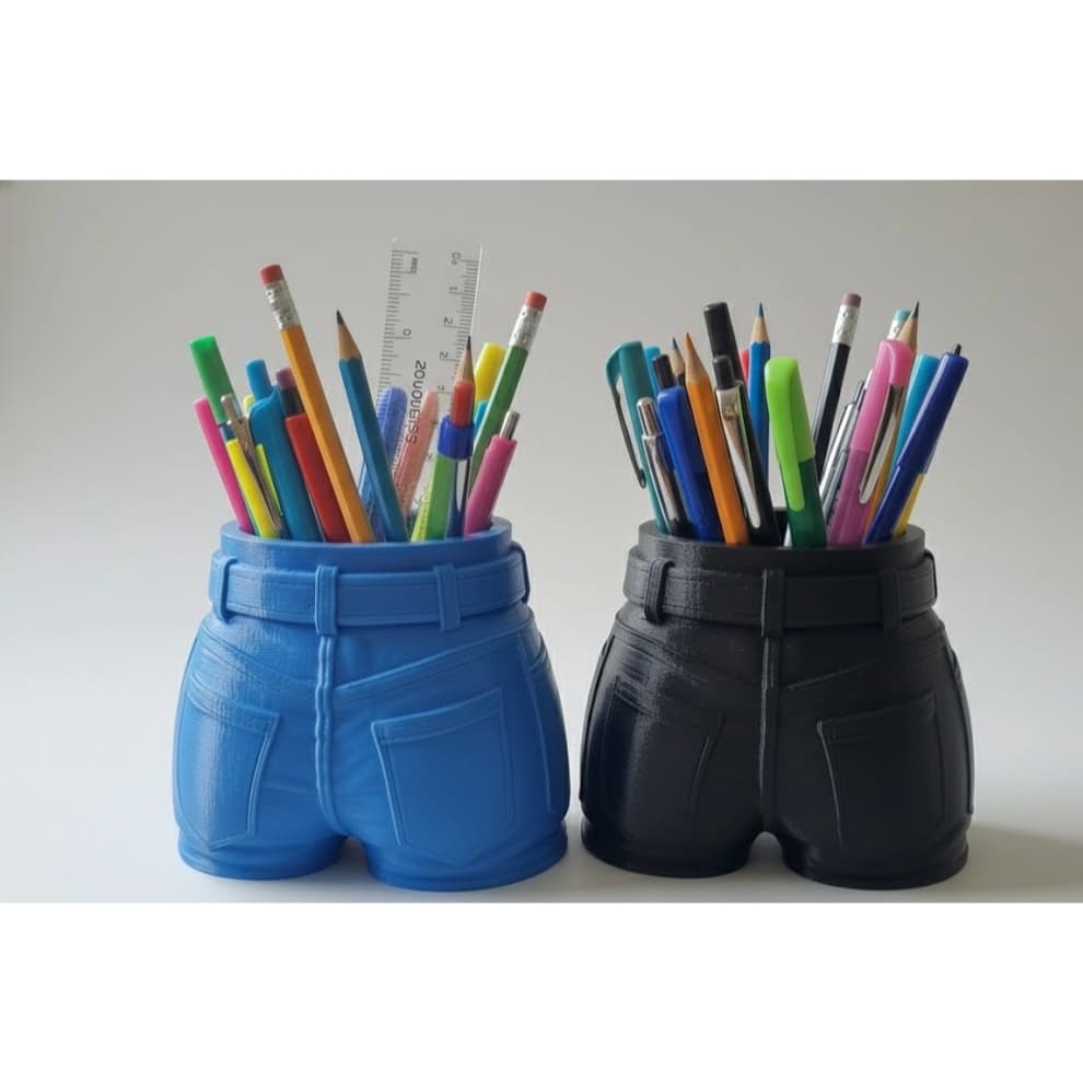 Porta Canetas Criativo Formato Shorts Jeans - 8cm Termoplástico