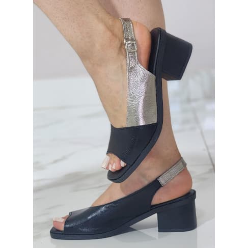 SANDÁLIA PEEPTOE COURO FLOATER EXTRA MACIO SALTO 5CM